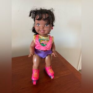 Vintage Roller Skating Doll 14” Retro 80s Style Pink Purple Outfit